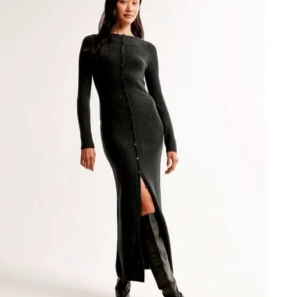 Abercrombie and Fitch dark charcoal merino wool blend sweater maxi dress XXS - Picture 1 of 3